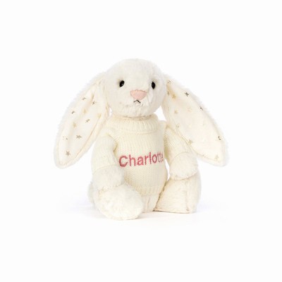 Jellycat Bashful Twinkle Bunny with Cream Jumper New Zealand | SQGTK5321